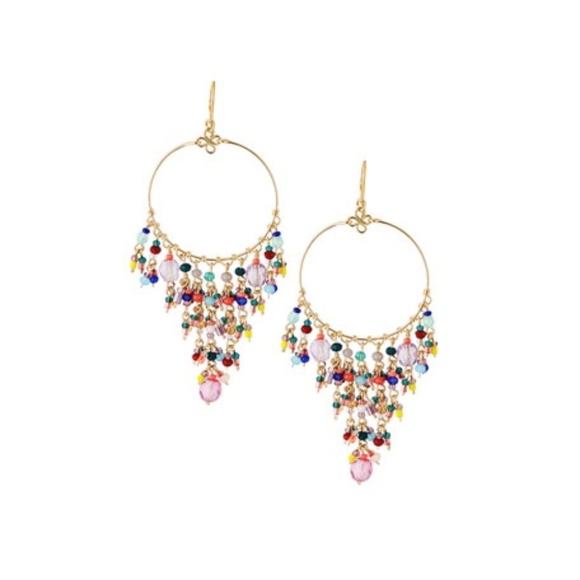 Panacea Jewelry - New Panacea Multicolor Fringe Hoop-Drop Earrings